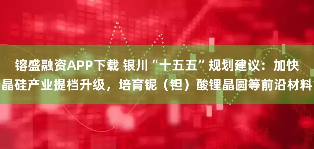 镕盛融资APP下载 银川“十五五”规划建议：加快晶硅产业提档升级，培育铌（钽）酸锂晶圆等前沿材料